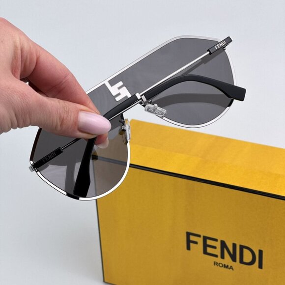 Fendi FE40080U FF MATCH 12C BRAND NEW Sunglasses Ruthenium Mirror Unisex Round - Picture 3 of 13
